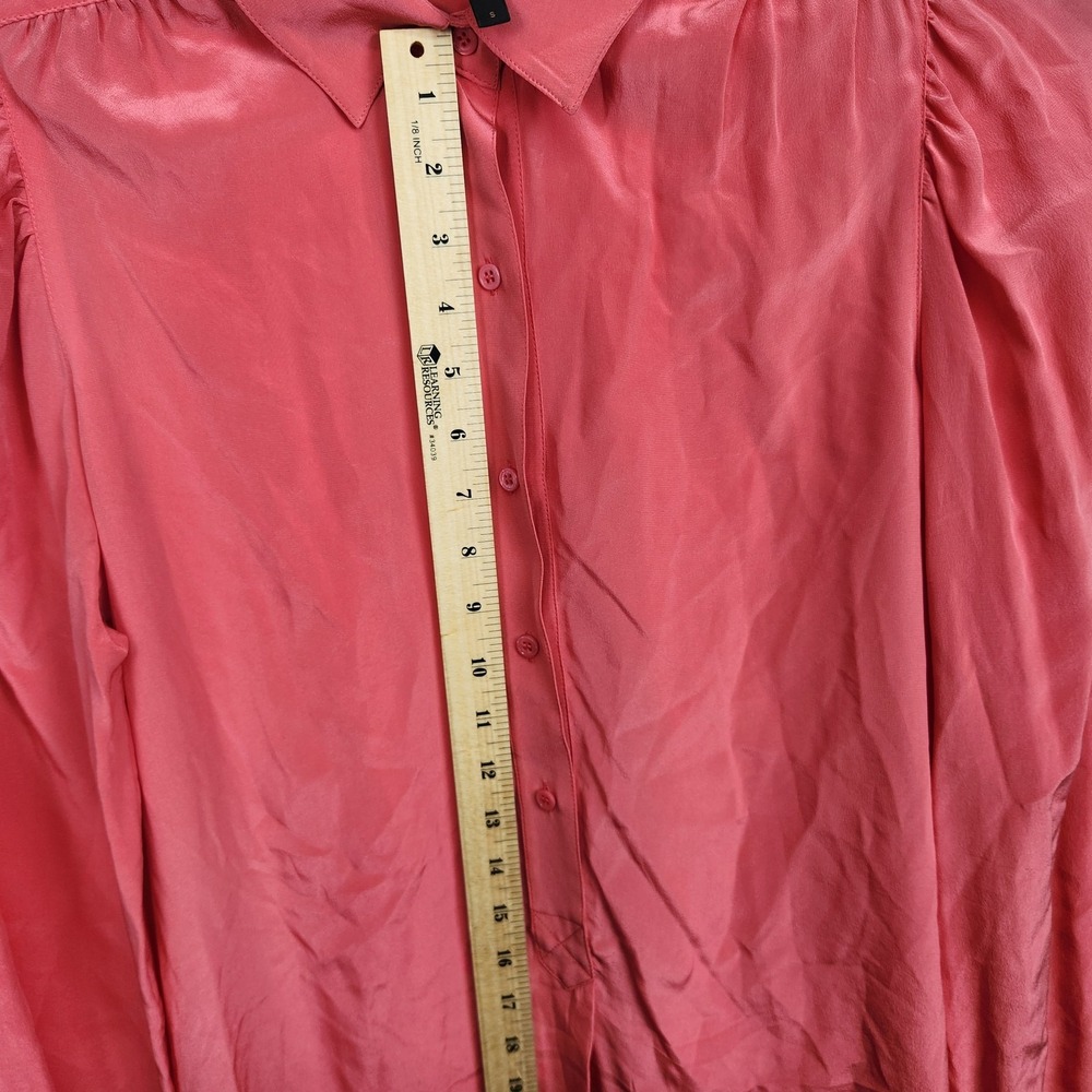BCBGMAXAZRIA Shirt‎ Womens Small Pink Geranium Silk Long Sleeve Blouse Button Up - Picture 10 of 12
